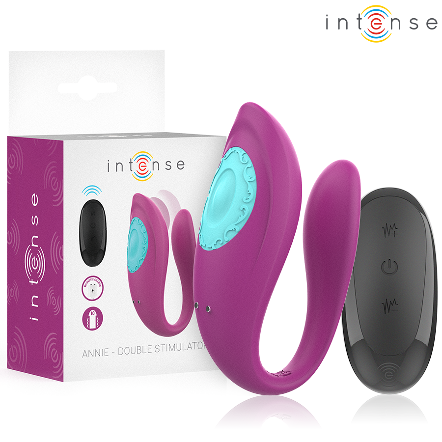INTENSE - ANNIE VIBRATORE E STIMOLATORE A FORMA DI U TELECOMANDO VIOLA
