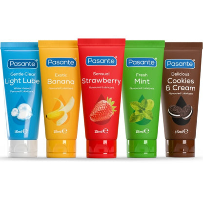 PASANTE - CONFEZIONE LUBRIFICANTI AROMI ASSORTITI 5 UNITÀ X 15 ML