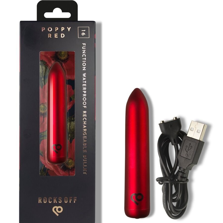 ROCKS-OFF - PROIETTILE VIBRANTE RICARICABILE ROSSO PAPAVERO