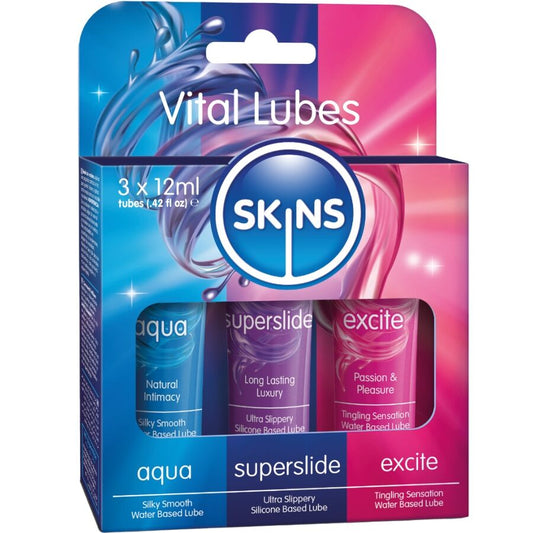 SKINS - KIT LUBRIFICANTI VITALI AQUA, SUPERSLIDE & EXCITE 3 x 12 ML