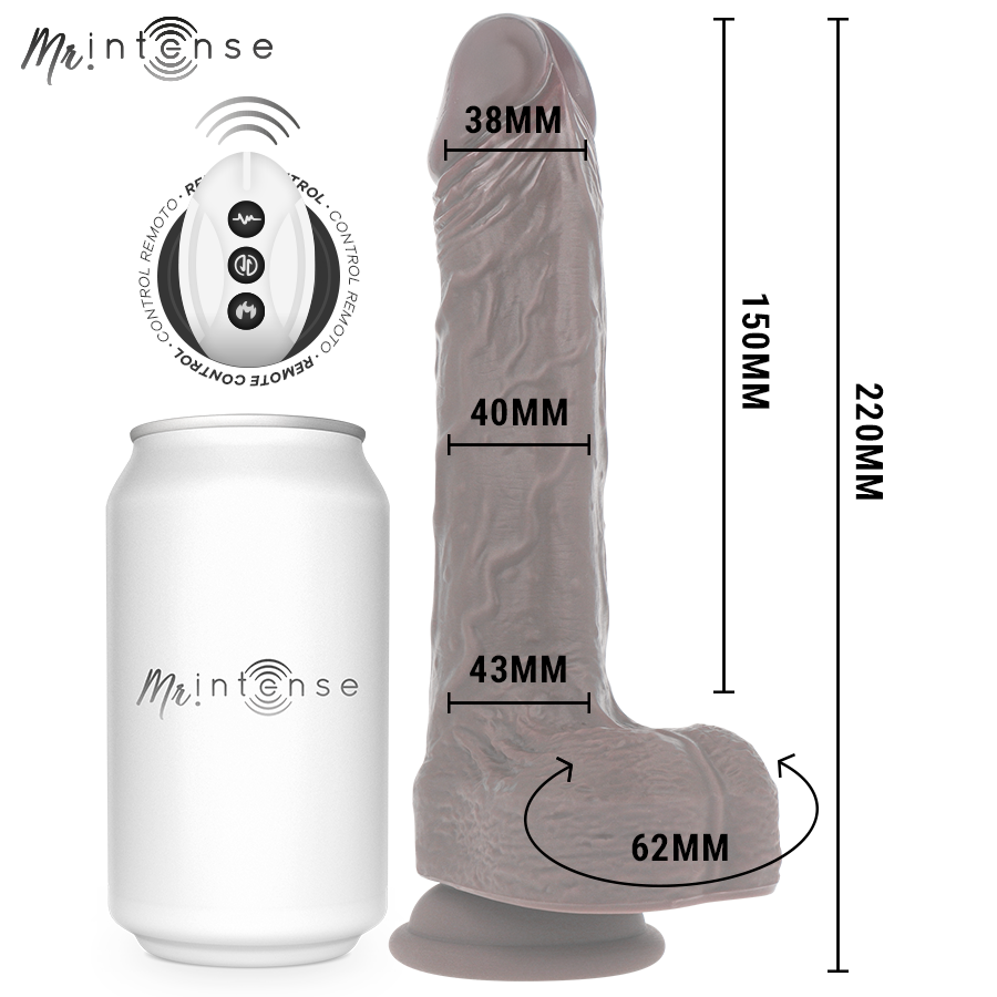 MR INTENSE - MATT REALISTICO MULTIFUNZIONE CON VIBRAZIONE SU E GIÙ TELECOMANDO 22 CM -O- 4 CM