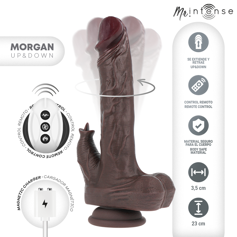 MR INTENSE - MORGAN BAMBOLA REALISTICA MULTIFUNZIONE CON VIBRAZIONE E TELECOMANDO SU E GIÙ 23 CM -O- 3,5 CM