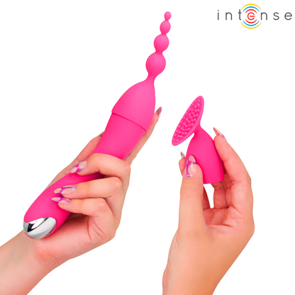INTENSE - VIBRATORE CHER CON 20 MODALITÀ E TESTINE INTERCAMBIABILI