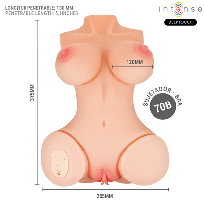 INTENSE DEEP TOUCH - VERO TORSO VAGINA CON EFFETTI DI ASPIRAZIONE, CALORE, VIBRAZIONE E VOCALE CON TELECOMANDO 5,5 KG
