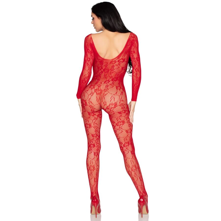 LEG AVENUE - 89366 BODYSTOCKING IN PIZZO ROSSO - TAGLIA UNICA