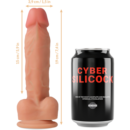 CYBER SILICOCK - STRAP-ON IN SILICONE LIQUIDO OLIVER CON 3 ANELLI IN OMAGGIO 19 CM -O- 3.9 CM